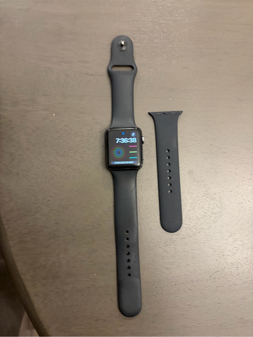 Apple Black Watch 3 42mm Black Silicone Band and Extra Strap
